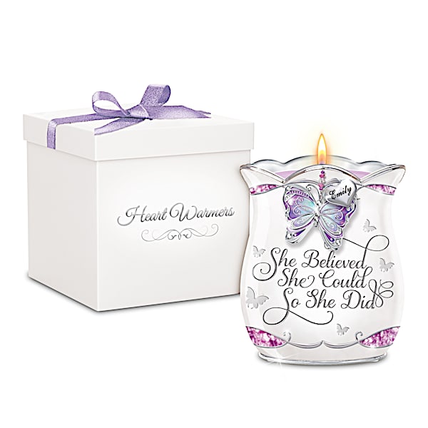 She Believed She Could Personalized Porcelain Candleholder