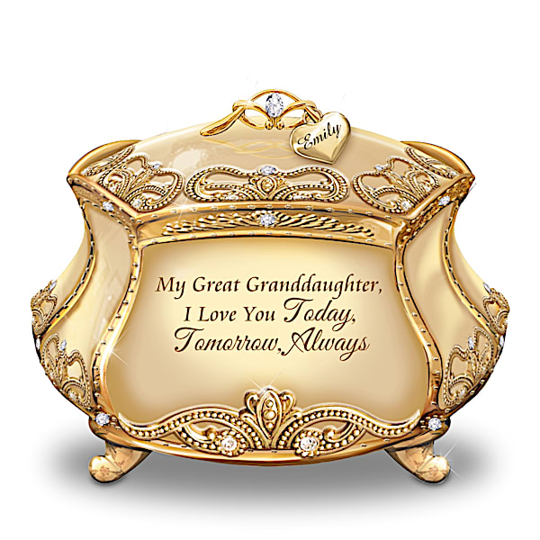 Personalized Great Granddaughter 22K Gold-Plated Music Box