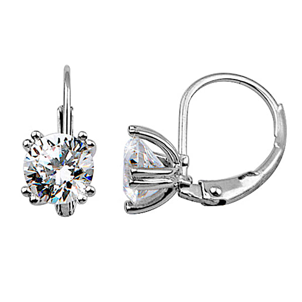 Solid Sterling Silver Simulated Diamond Earrings