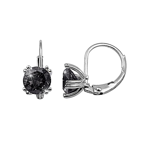 Solid Sterling Silver Black Simulated Diamond Earrings