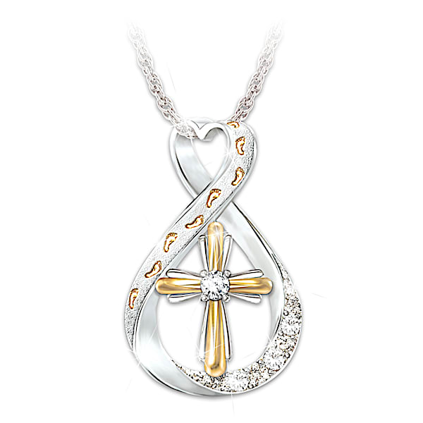 Footprints In The Sand Diamond Infinity Pendant Necklace