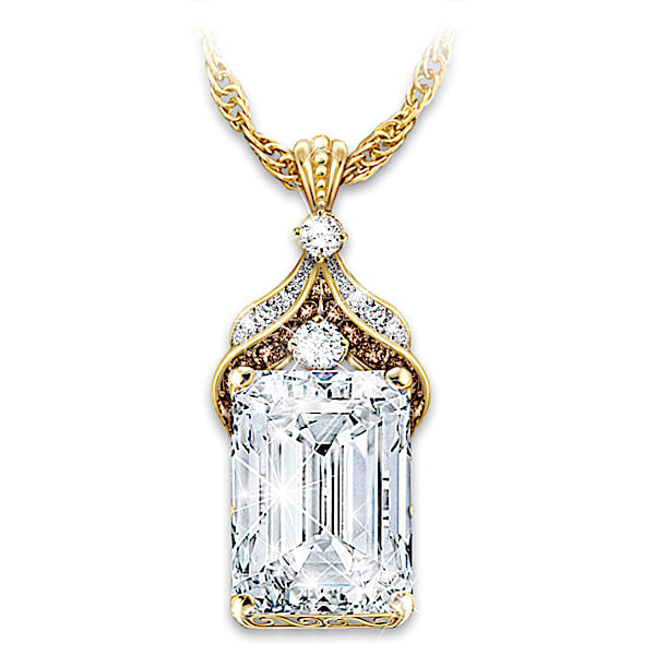 Romantic Diamond Pendant Necklace With 4-Carat White Topaz