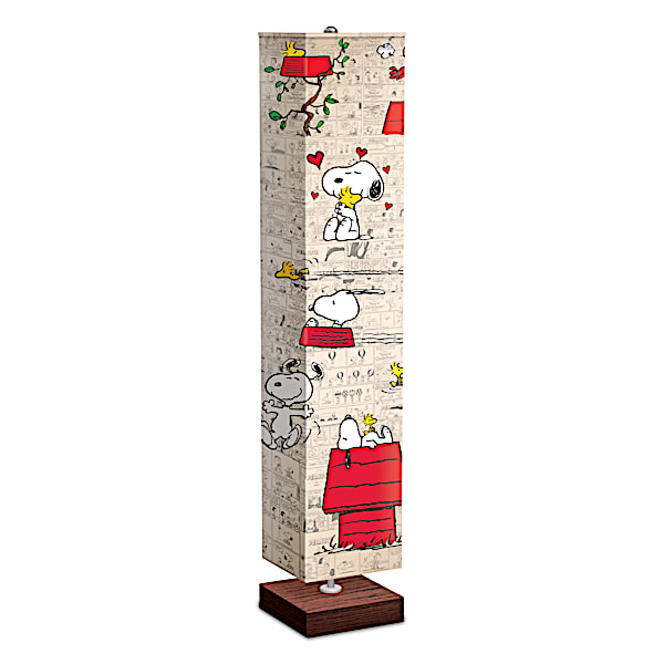 PEANUTS Floor Lamp With Art On 4-Sided Fabric Shade