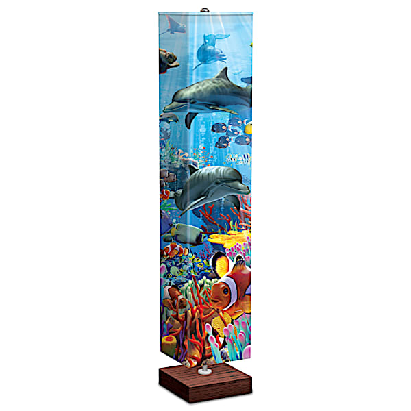 David Penfound 4-Sided Ocean-Themed Fabric Shade Floor Lamp
