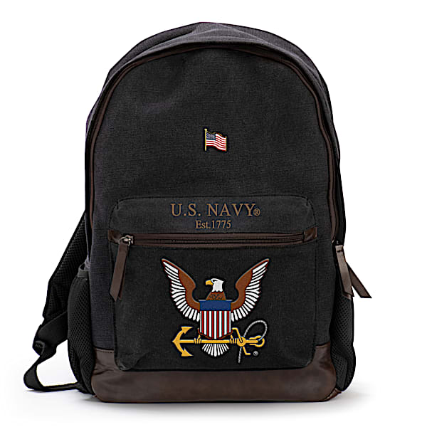 U.S. Navy Canvas Backpack With Free American Flag Pin