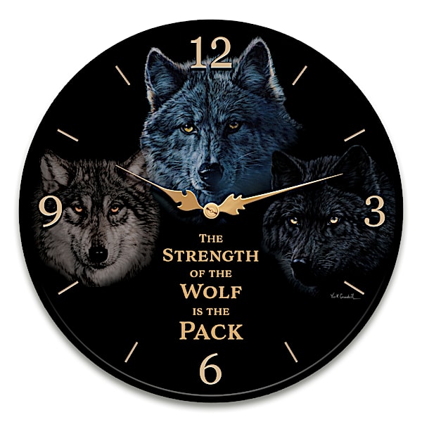 Vivi Crandall Strength Of The Pack Wolf Art Wall Clock