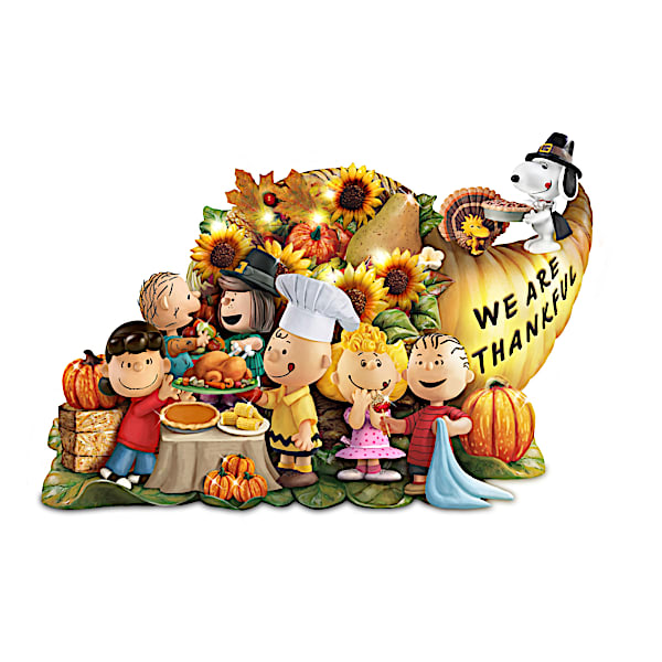 PEANUTS Give Thanks Illuminated Cornucopia Sculpture