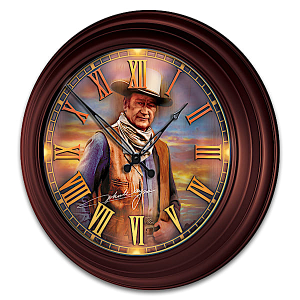 John Wayne Indoor/Outdoor Illuminated Atomic Wall Clock