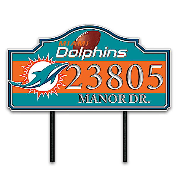 Miami Dolphins Personalized Outdoor Address Sign