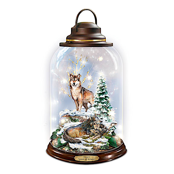 Al Agnew's Spirit Of Winter Illuminated Wolf Lantern