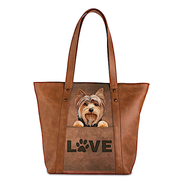 Peek-A-Boo Pup Faux Leather Tote Bag: Choose Your Breed