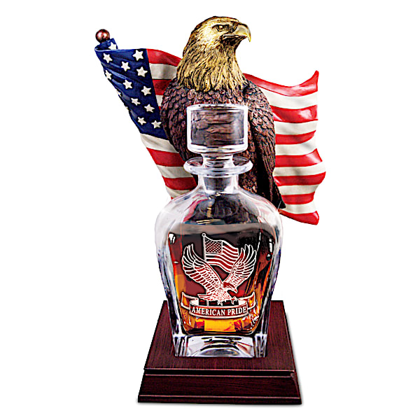 American Pride Glass Decanter With American Eagle Stand