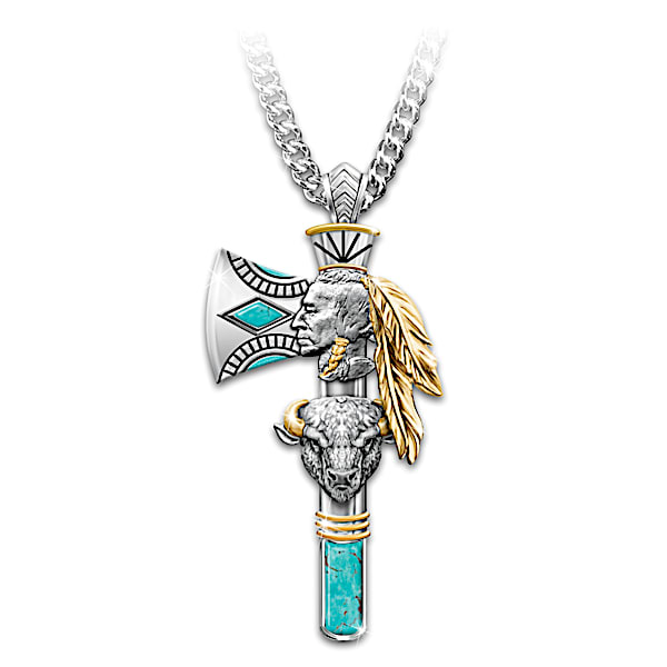 Pride Of The West Turquoise Inlay Men's Pendant Necklace