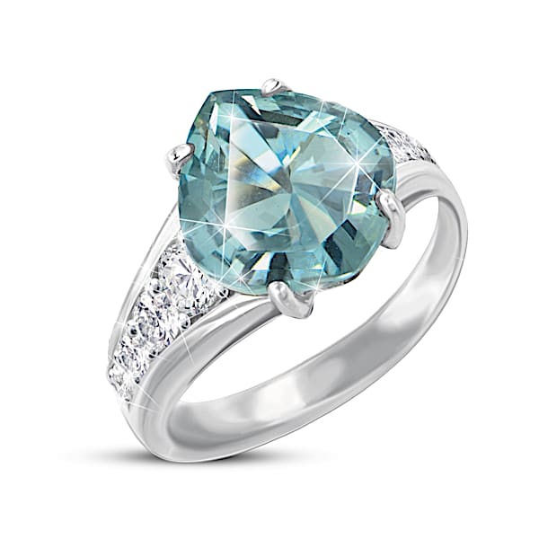 Ocean Dream Simulated Blue-Green Diamond Ring