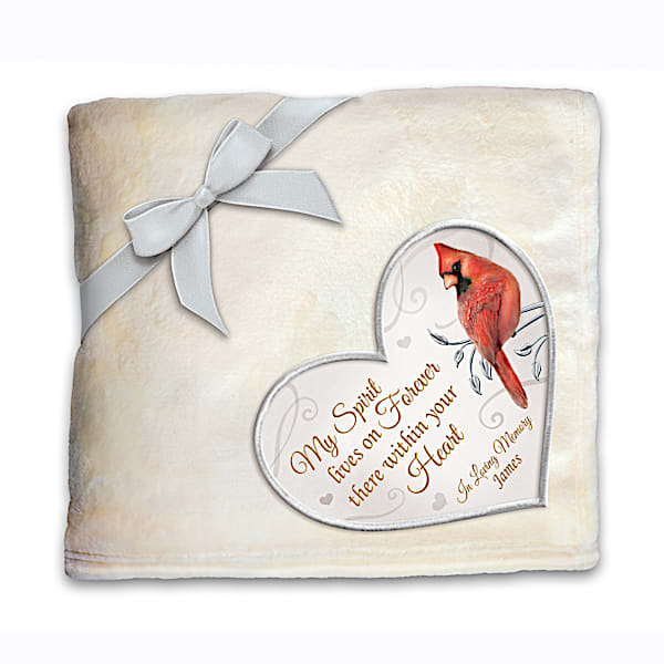 Personalized Remembrance Cardinal Plush Throw Blanket