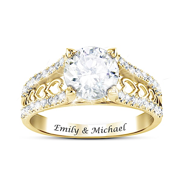 Alfred Durante One Love Women's Personalized Ring Featuring Row After Row Of Open Hearts Along The Band With Over Two Carats Of