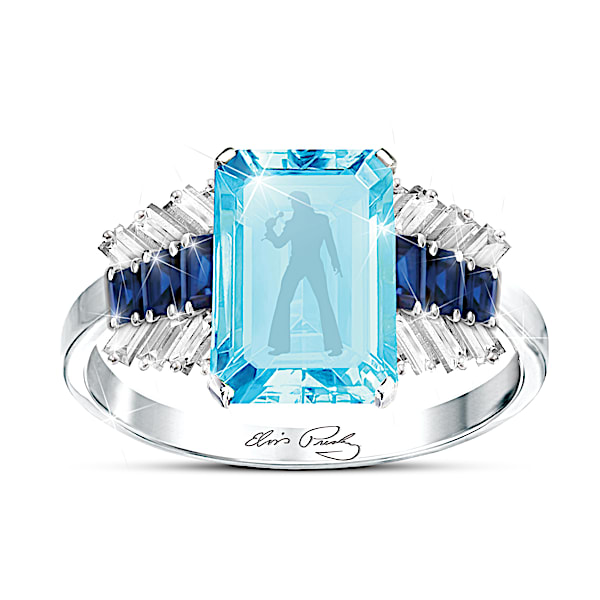 Elvis Now And Forever Diamonesk Simulated Gemstone Ring