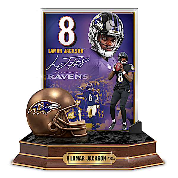 Lamar Jackson Tribute Sculpture With Bronze-Finished Helmet