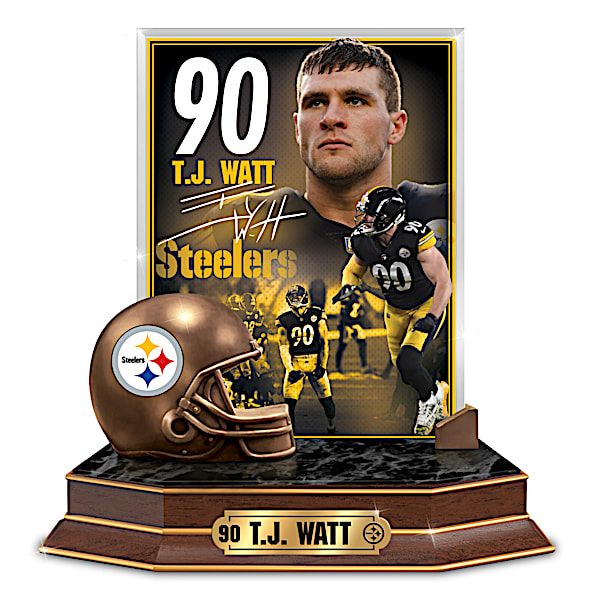 NFL T.J. Watt Tribute Sculpture With Bronze-Finished Helmet