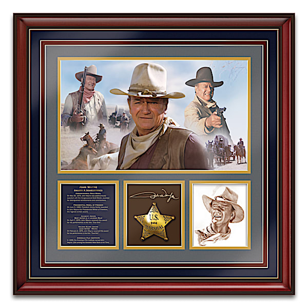 John Wayne Framed Wall Decor With Replica Signature