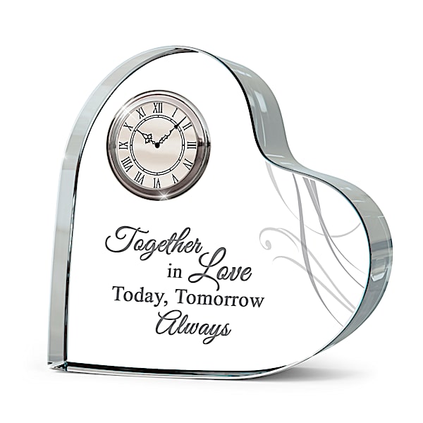Forever Loved Time With You Crystal Heart Table Clock