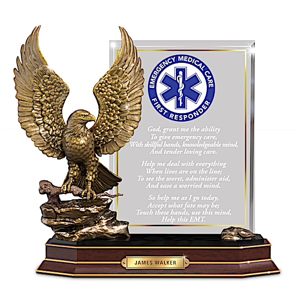Personalized EMT Prayer Sculpture With Golden Eagle