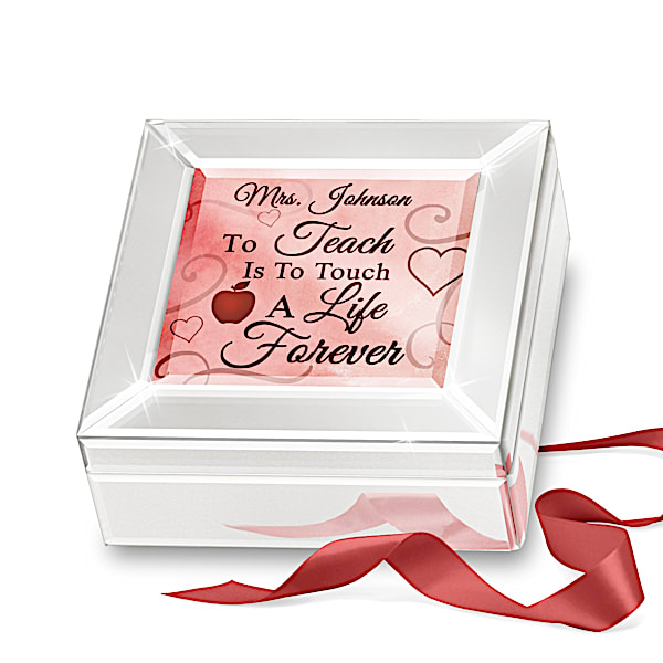 Mirrored Glass Music Box Personalized With A Teacher's Name