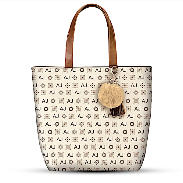 Beige Tote Bag With Your Initials In Designer Style Pattern