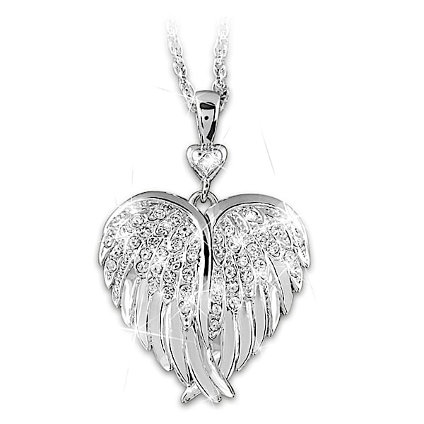 Guardian Angel Crystal And Diamond Silver-Plated Locket