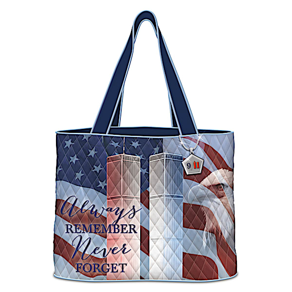 Always Remember 9/11 Quilted Tote Bag With Pentagon Charm