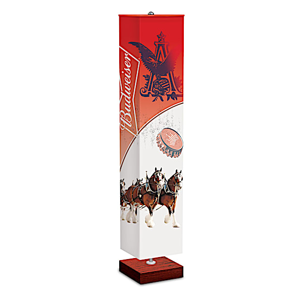 Budweiser Floor Lamp With Four-Sided Artwork Fabric Shade