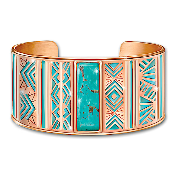 Nature's Healing Embrace Copper Cuff Bracelet With Turquoise