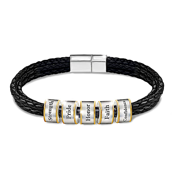 Words Of Wisdom Men's Leather Bracelet For Grandson