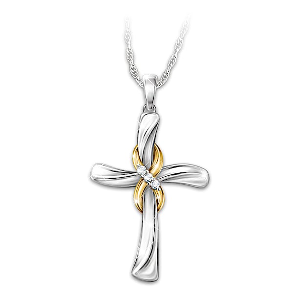 Forever In Faith Genuine Diamond Cross Pendant Necklace