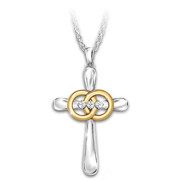 Joined By God Diamond Marriage Cross Pendant Necklace