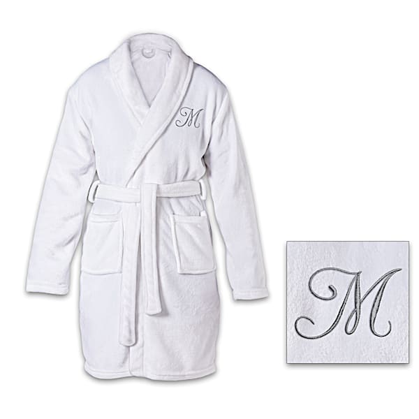 Personalized Knee Length Bath Robe With Embroidered Initial