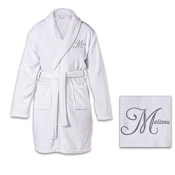 Personalized Knee Length Bath Robe With Embroidered Name