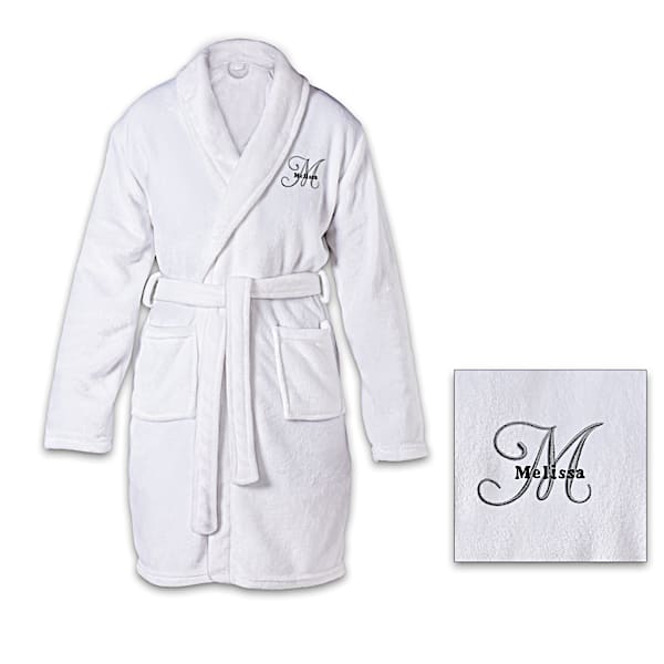 Personalized Knee Length Bath Robe With Initial And Name