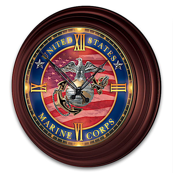 USMC Indoor/Outdoor Illuminated Atomic Wall Clock