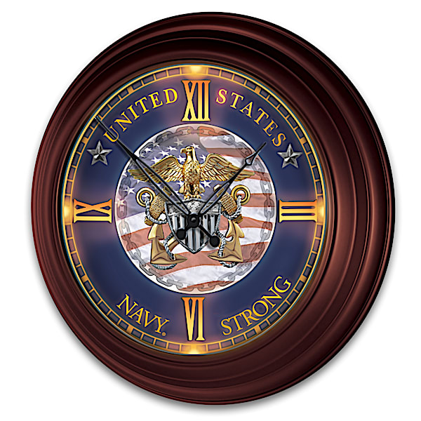 U.S. Navy Indoor/Outdoor Illuminated Atomic Wall Clock