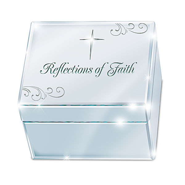 Reflections Of Faith Mirrored Glass Jewelry Box