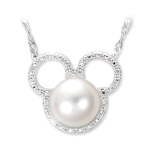 Disney Mickey Mouse Cultured Pearl Pendant Necklace