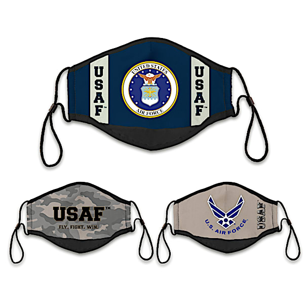 3 U.S. Air Force Adult Cloth Face Coverings With Case