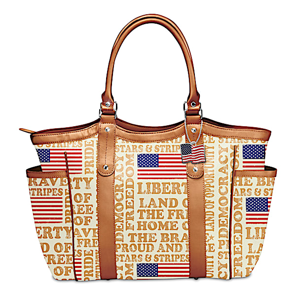 American Spirit Patriotic Art Tote Bag With Flag Charm