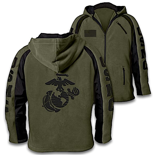 Marine Pride Men's Front-Zip Hooded Fleece Jacket