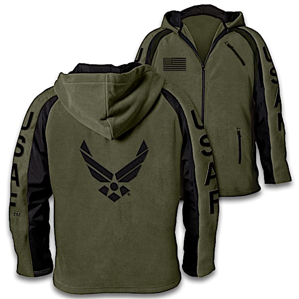 Air Force Pride Men's Front-Zip Hooded Fleece Jacket