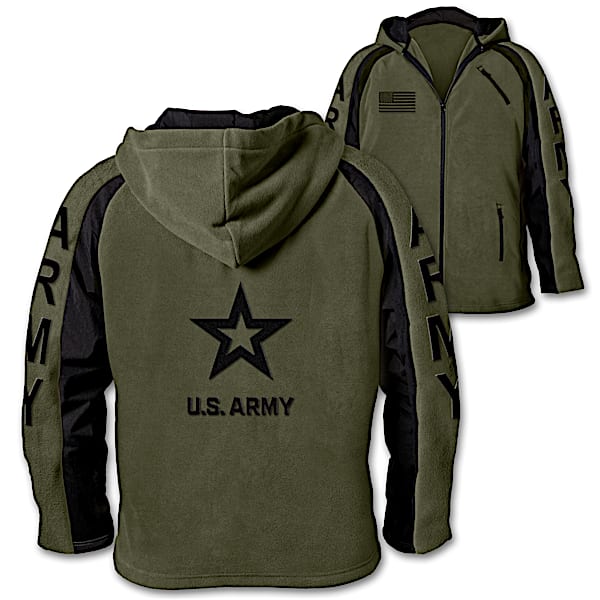 Army Pride Men's Front-Zip Hooded Fleece Jacket