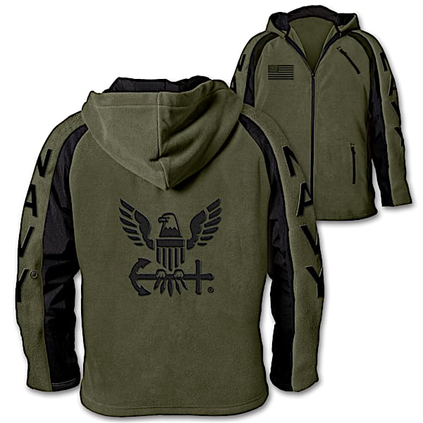 Navy Pride Men's Front-Zip Hooded Fleece Jacket