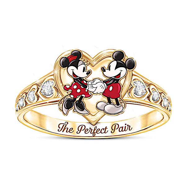 Disney Mickey Mouse And Minnie Mouse White Topaz Ring