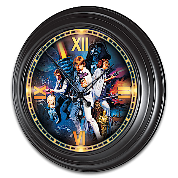 STAR WARS Illuminated Atomic Wall Clock With Poster Art